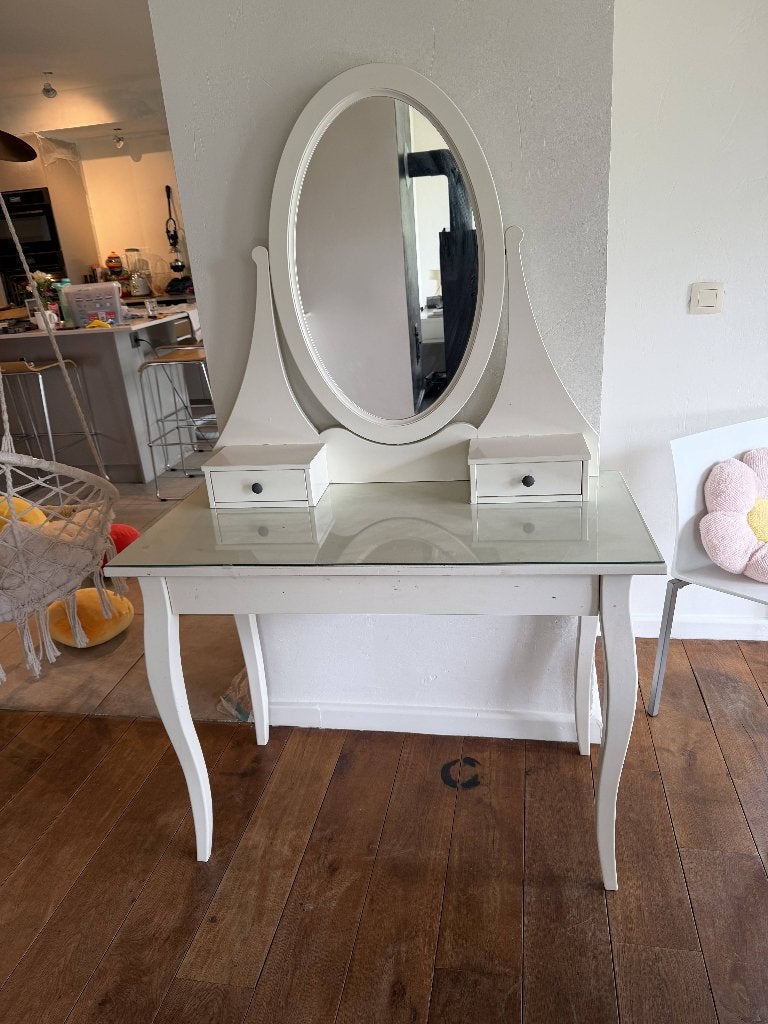 HEMNES Toilettafel met spiegel, Ophalen, Gebruikt, 150 tot 200 cm
