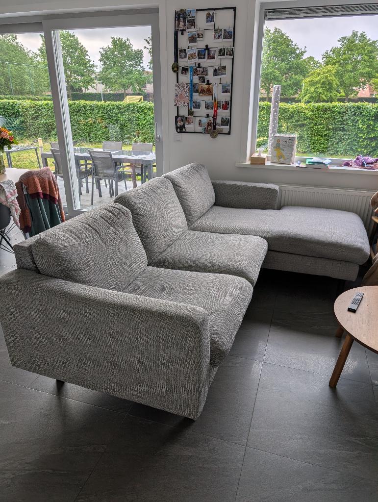 Hoekzetel met chaise longue, Maison & Meubles, Canapés | Sofas & Chaises Longues, Utilisé, Trois personnes, 200 à 250 cm, 125 à 150 cm