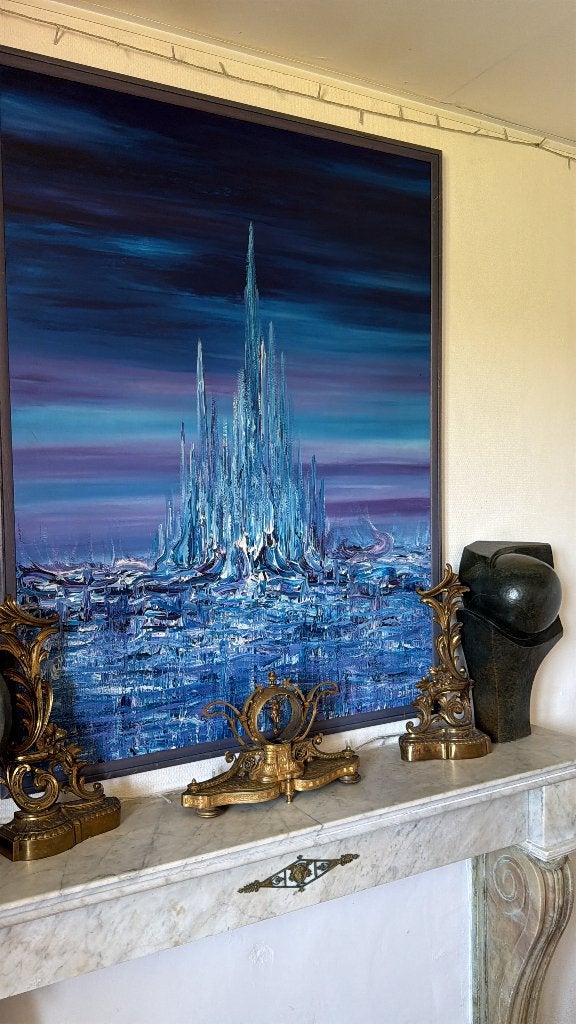 Joseph Delmeire 2000 – Grande huile sur toile 120 x 90 cm, Abstrait, Peinture à l'huile, Signé, Autres matériaux