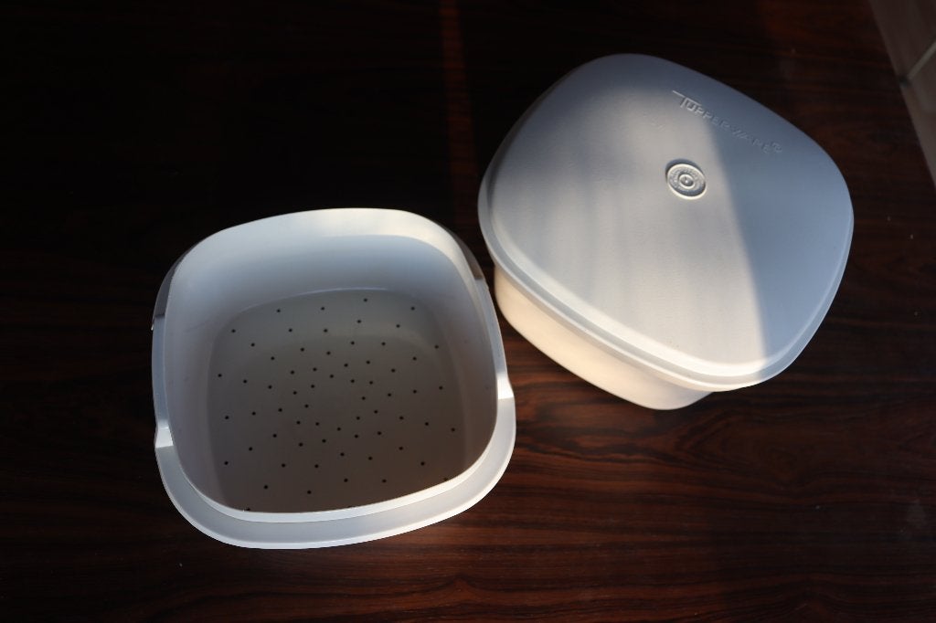 Tupperware kom met vergiet, Ophalen, Gebruikt