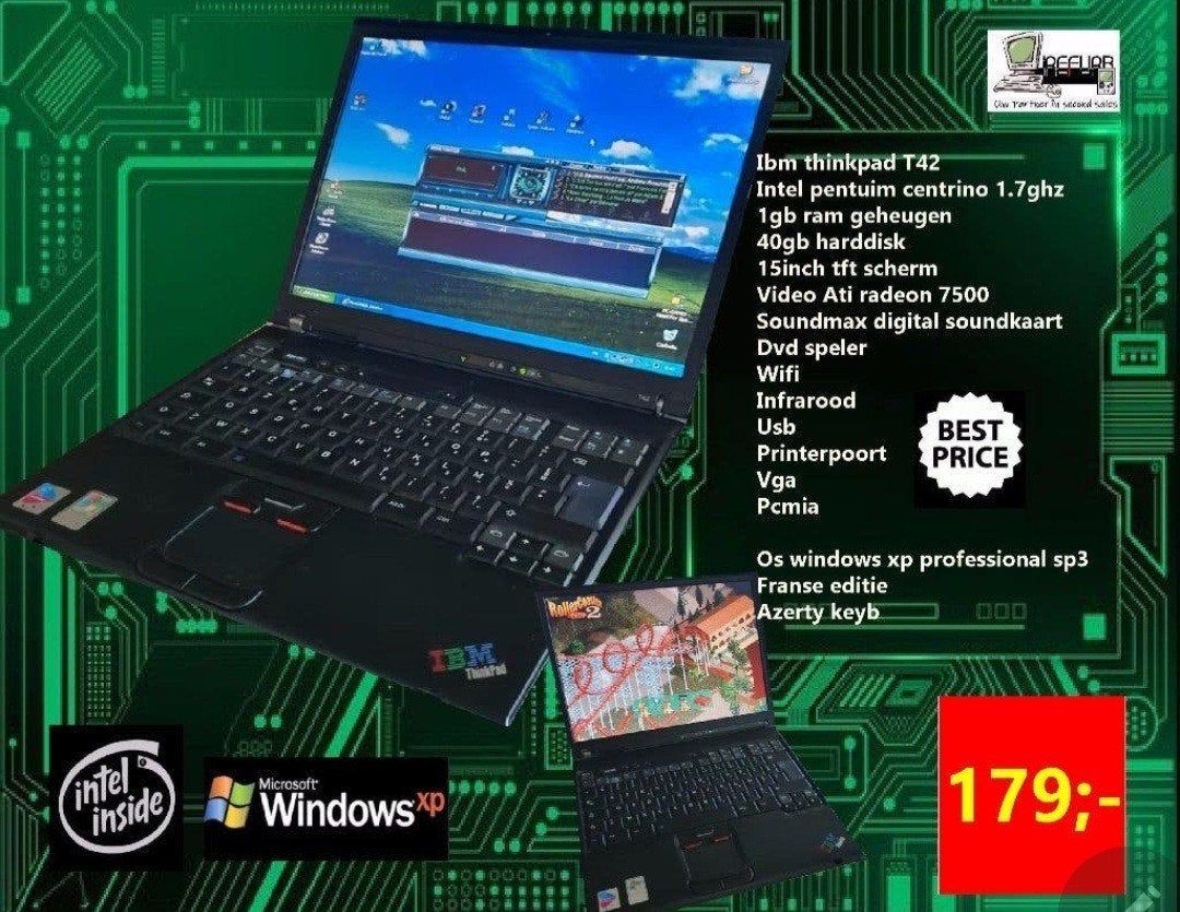 Ibm thinkpad T42 Intel centrino win xp, Computers en Software, Ophalen