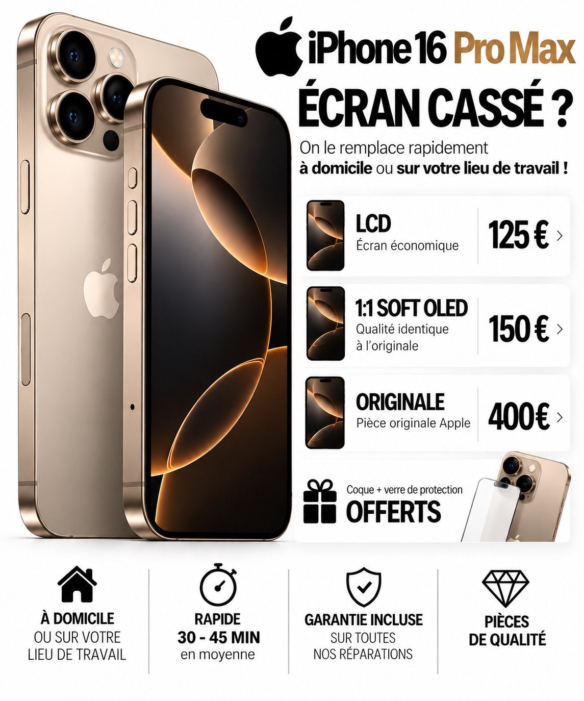 📱 RÉPARATION ÉCRAN iPHONE 16 PRO MAX BRUXELLES 0466273471 ✅, IPhone 6, Noir, Comme neuf, Enlèvement