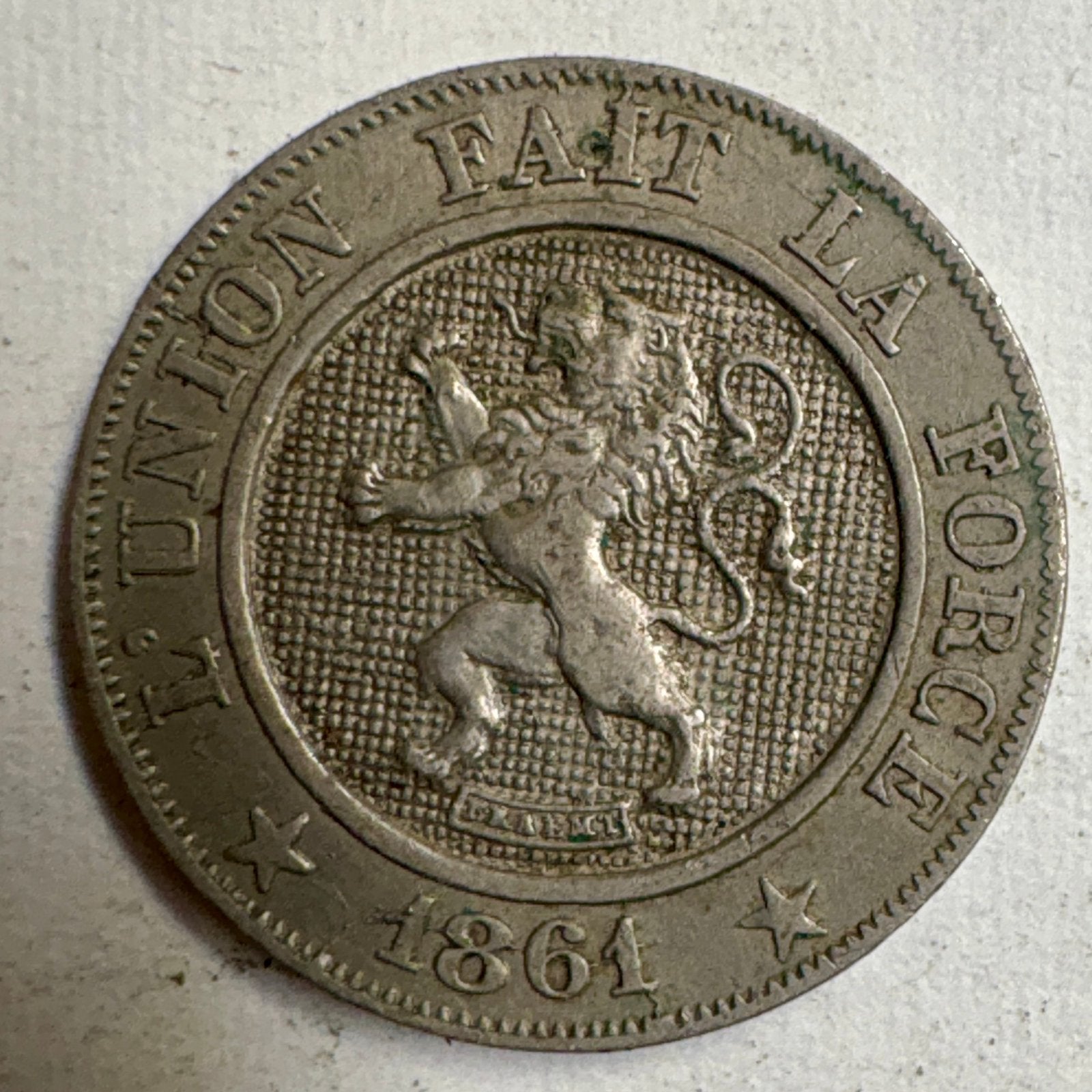 10 Centimes 1861 Leopold I met Curiosity of Strike, Ophalen