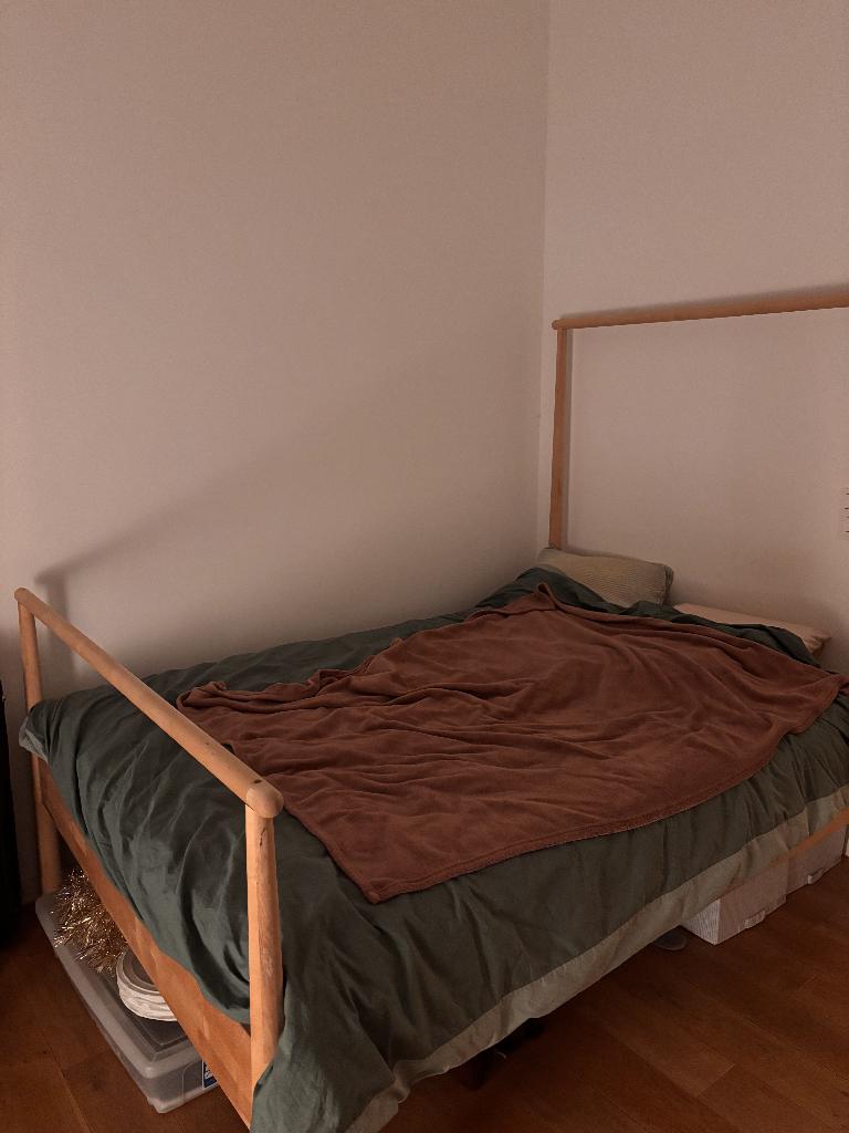 Gjora bed IKEA, 140x200, Huis en Inrichting, Slaapkamer | Bedden, Ophalen, Birch, Gebruikt, Beige