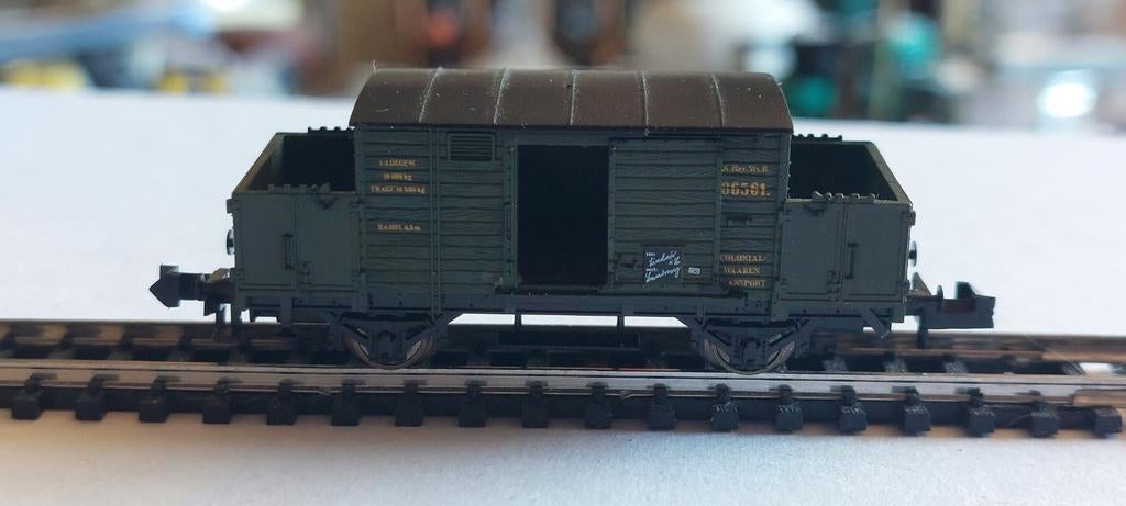 NLK 0423 MINITRIX 13212 KOLONIAALWAREN WAGON 1/160, Hobby en Vrije tijd, Gelijkstroom, Trix, Wagon, Ophalen of Verzenden