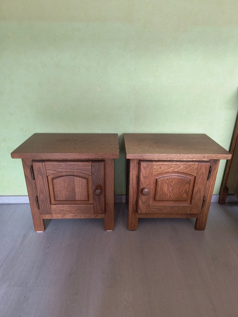 2 tables de chevet en bois massif 53x35x54cm, Maison & Meubles, Enlèvement, Utilisé, Bois, 45 à 65 cm