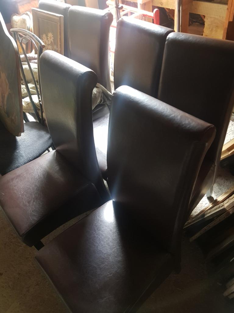 Chaises en simili cuir, Maison & Meubles, Enlèvement, Brun, Cuir