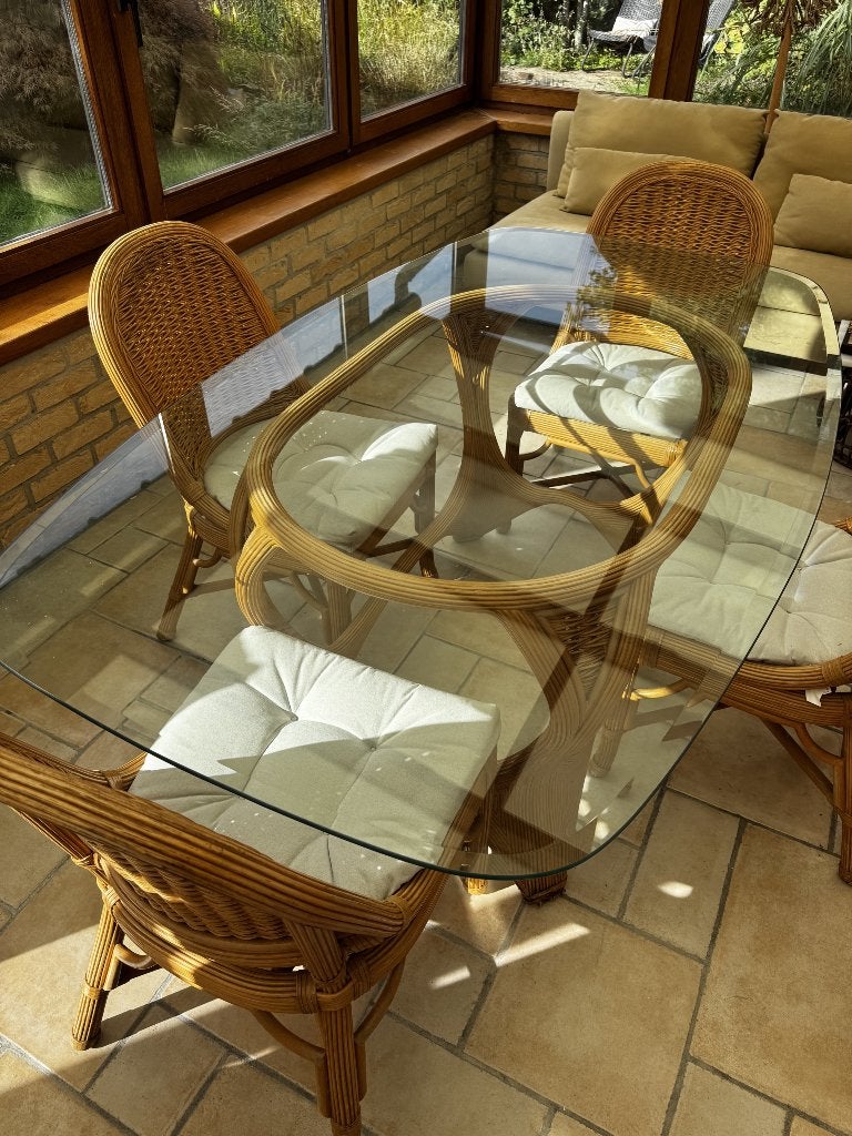 Salle à manger en rotin, Maison & Meubles, Enlèvement, Utilisé, Rotin, 4 à 6 chaises