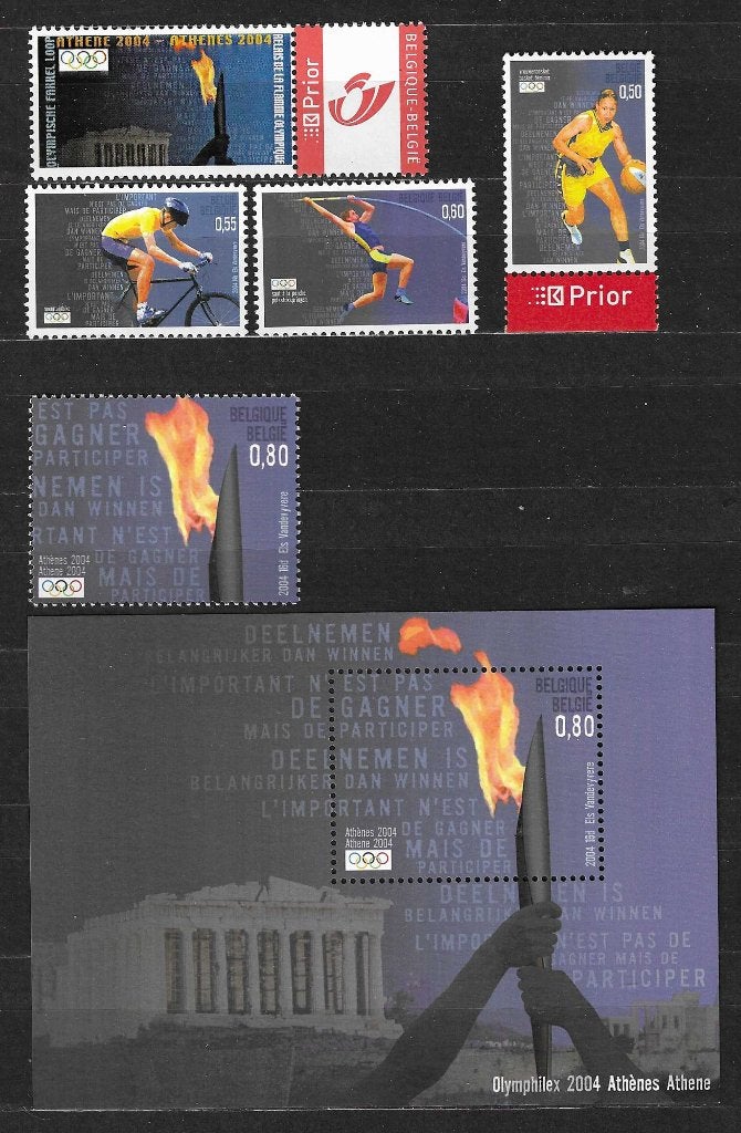 België OPC 3303-06 + BL114 Olympische spelen Athene **, Postzegels en Munten, Ophalen of Verzenden, Postfris, Postfris, Olympische Spelen