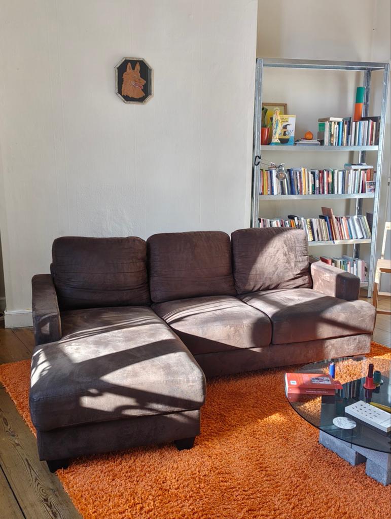 Bruine hoekzetel chaise longue Maisons du Monde, Huis en Inrichting, Ophalen, Gebruikt, Overige materialen, Industriële en vintage stijl