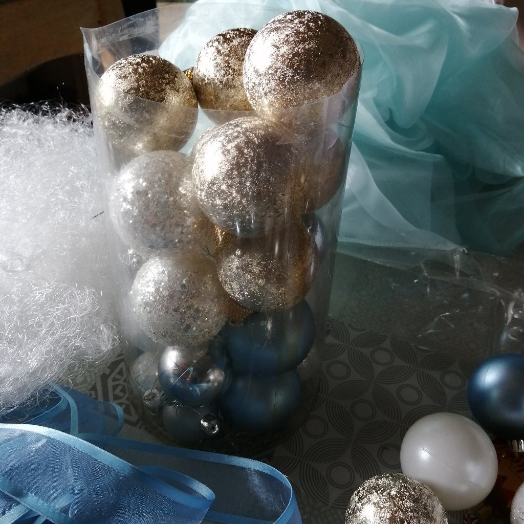Decoratie Kerstballen (,goud en wit, zilver ), Diversen, Ophalen, Gebruikt