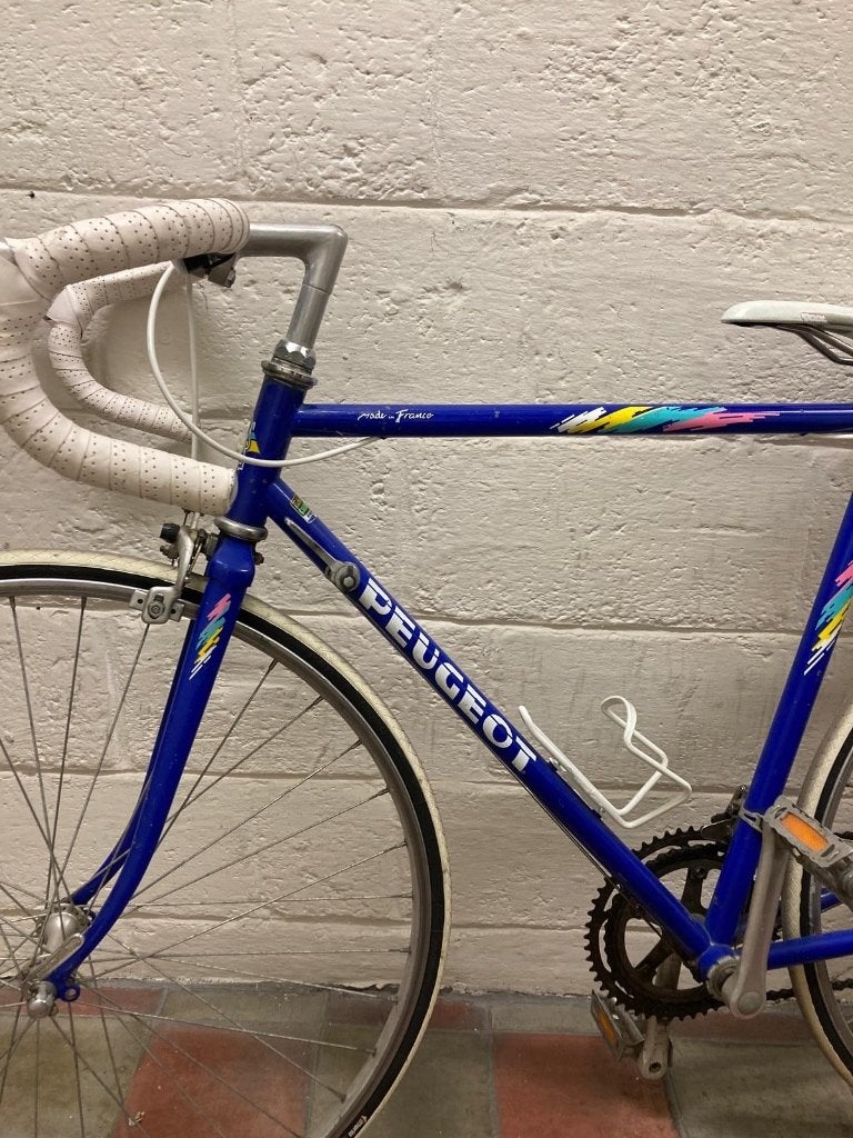 Fiets race koers vintage Peugeot france blauw leer zadel, Fietsen en Brommers, Ophalen, Gebruikt, Heren, Overige merken
