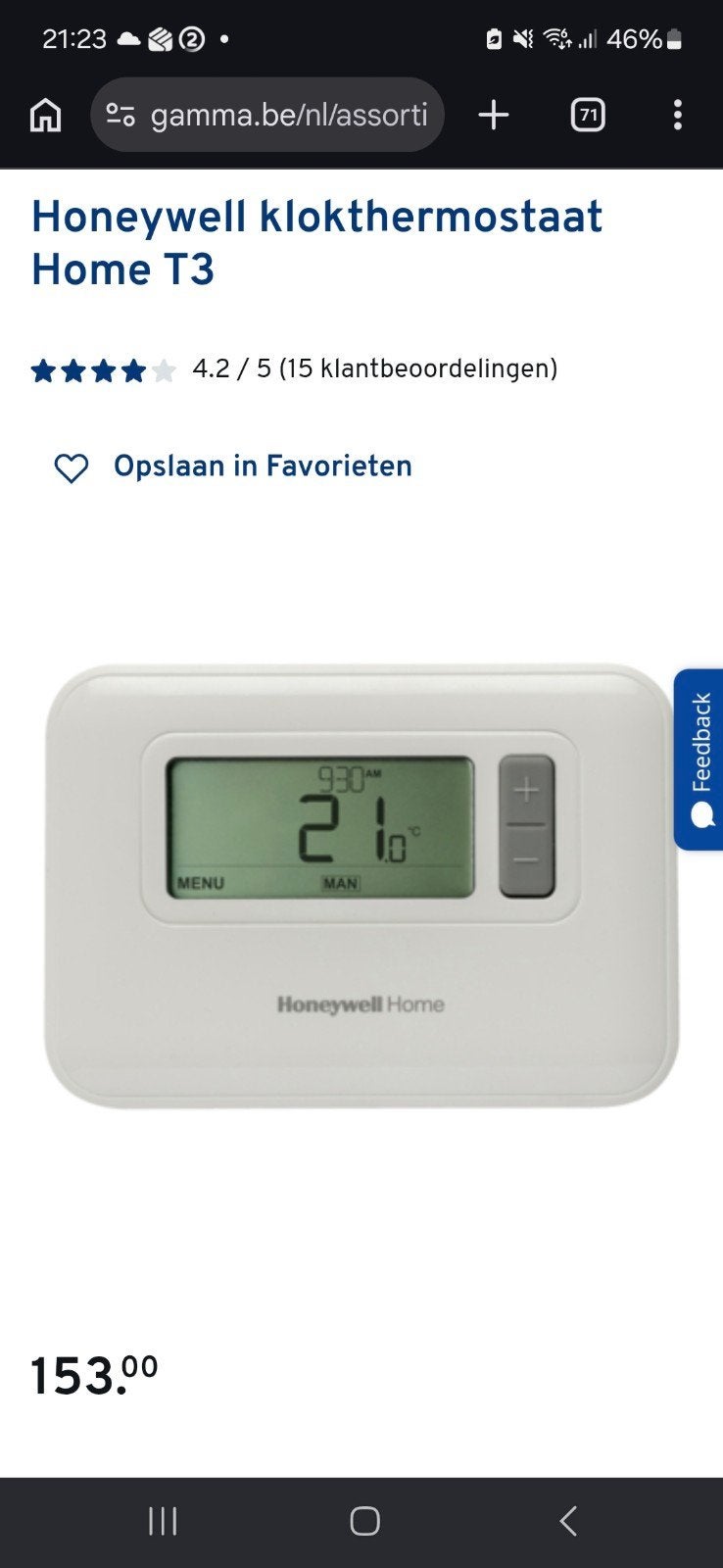 Thermostat Honeywell T3 T3C110AEU, Enlèvement ou Envoi, Neuf