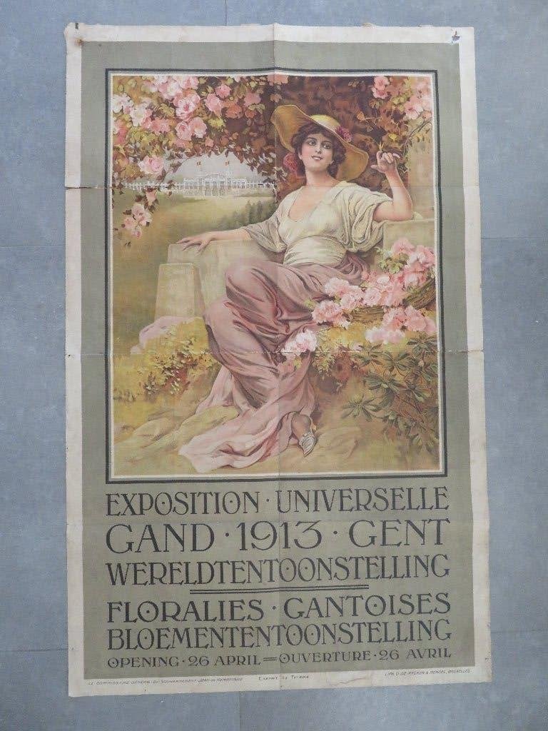 originele affiche poster wereldtentoonstelling Gent 1913, Verzamelen, Ophalen of Verzenden, Zo goed als nieuw, Overige onderwerpen