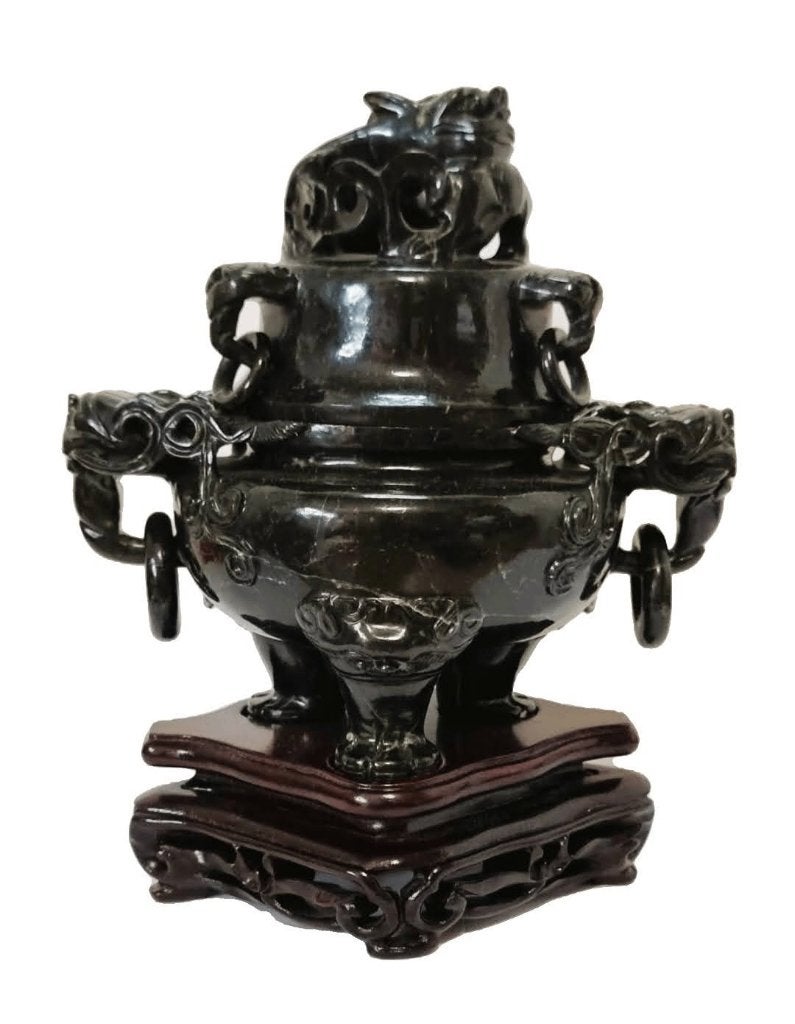 Wierookpot/brander Tripot in Nephrite., Ophalen of Verzenden, Zo goed als nieuw