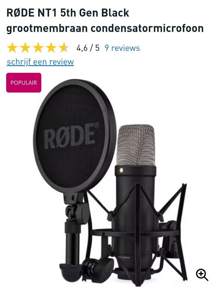 Microfoon Røde NT1 5th generation Black, Ophalen