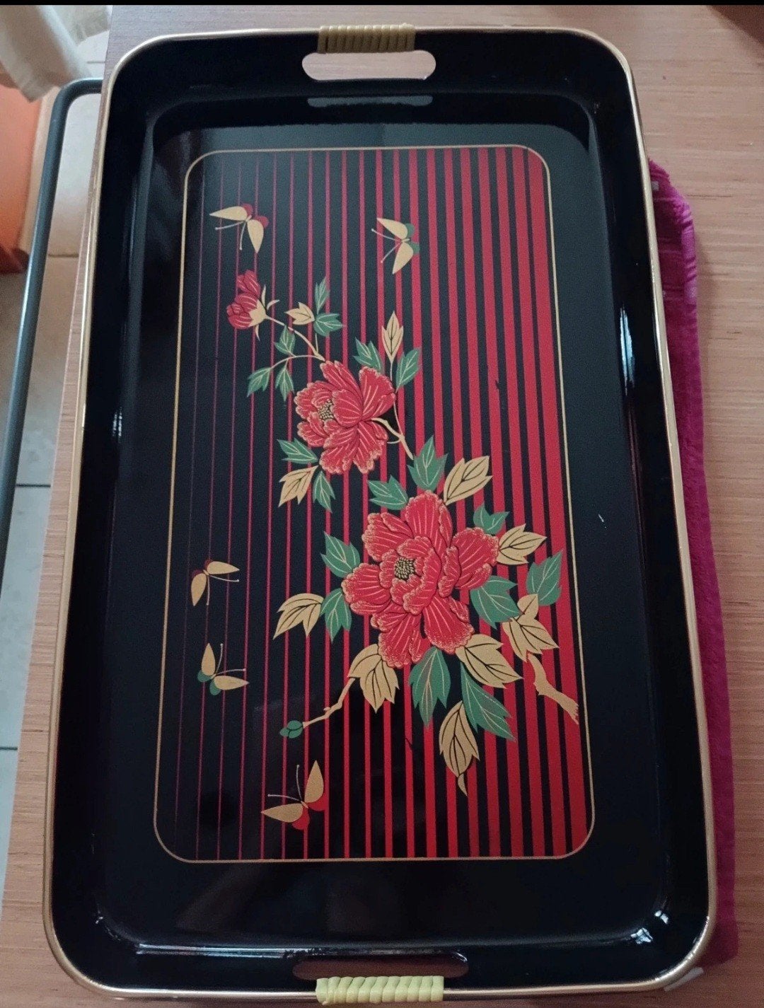 Gelakt houten dienblad in Japan, Ophalen of Verzenden, Rechthoekig, Hout, Butlertray