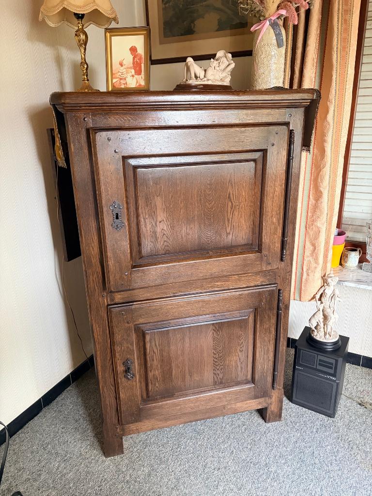 MEUBLE DE COIN + ARMOIRE TV, Ancien, Comme neuf, Chêne, 150 à 200 cm