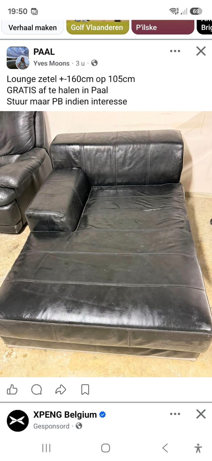 Lounge zetel GRATIS, Ophalen, Gebruikt, Lounge, Leer