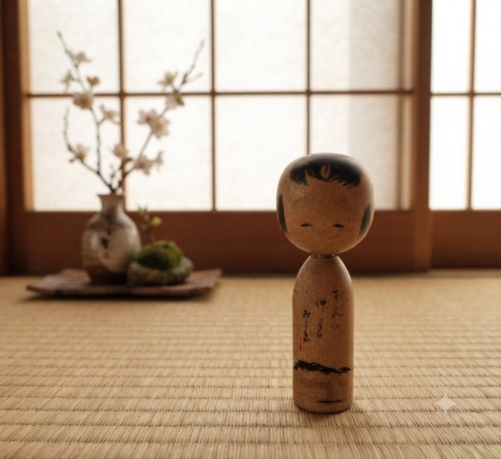 Mooie gesigneerde Shingata Kokeshi, Antiek en Kunst, Hout, Handgemaakt, Verzenden, Japan