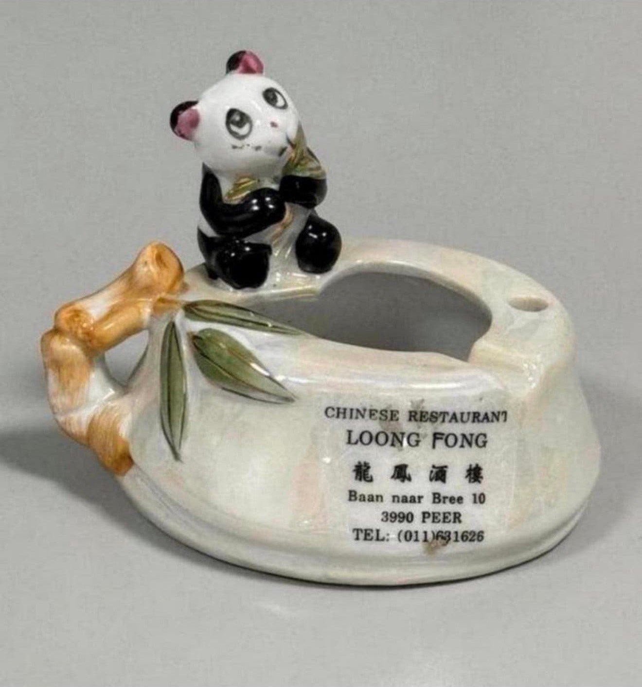 Cendrier vintage en bambou avec panda Loong Fong Belgique, Enlèvement ou Envoi, Comme neuf, Cendrier