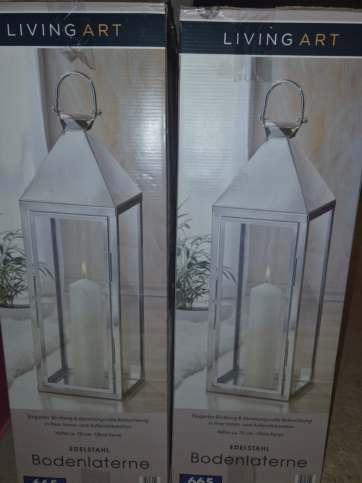 2 stuks/sfeervolle verlichting voor  binnen en buiten 70 cm, Ophalen, Lantaarn, Nieuw, Glas