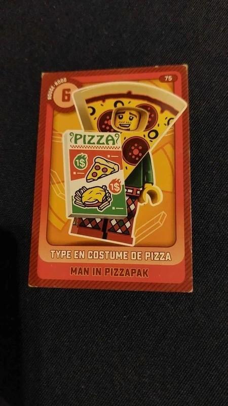 Lego-Verzamelkaart : Man in pizzapak / Creëer de wereld, Enlèvement ou Envoi, Utilisé, Autres types, Lego