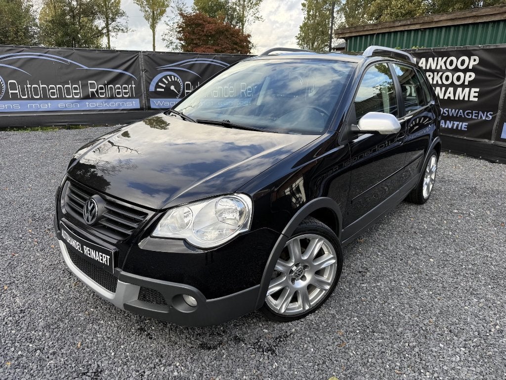 VW Cross Polo 1.2i, 2007, 69.000km, AC, Elektrisch Open Dak, Auto's, Stof, Zwart, 1198 cc, Zwart