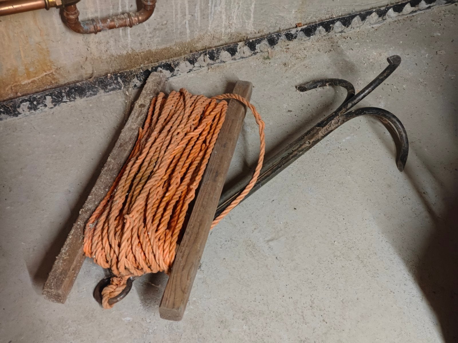 Oud gesmeed dreganker / grapnelanker – ca. 70 cm, Ophalen, Gebruikt
