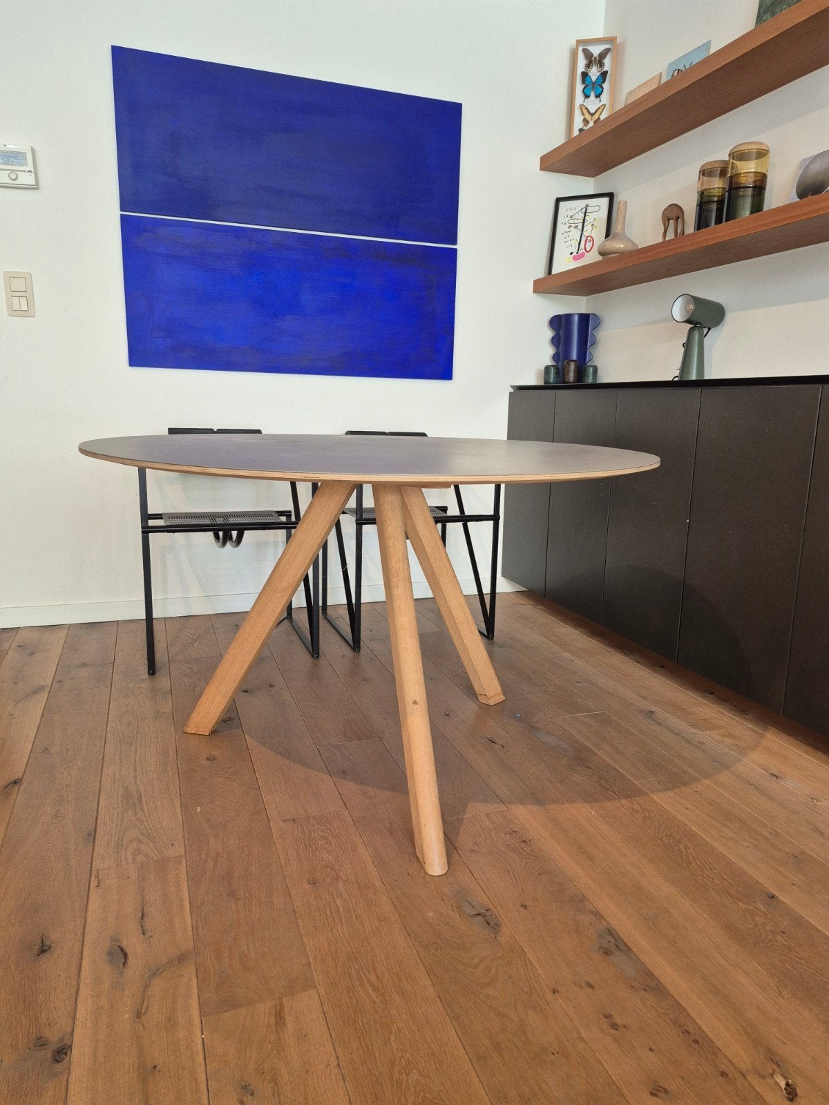 HayCopenhague CPH20 tafel 120, gelakt eiken, grijs linoleum, Rond, Scandinavisch, 100 à 150 cm, Enlèvement