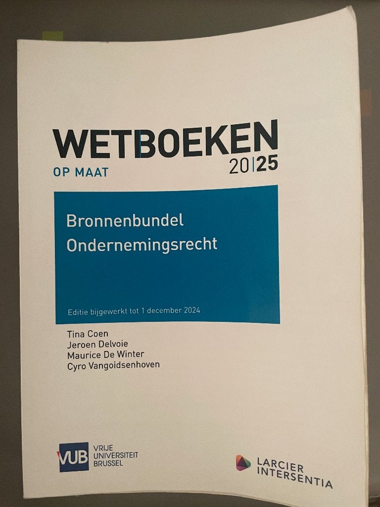 Wetboek Bronnenbundel Ondernemingsrecht 2025, Enlèvement, Utilisé, Enseignement supérieur, Larcier Intersentia
