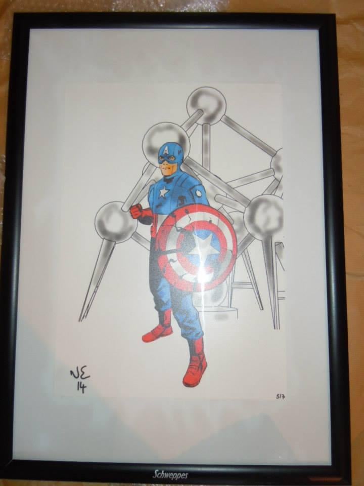 cadre captain america signé et numéroté neuf litographie, Enlèvement, Neuf