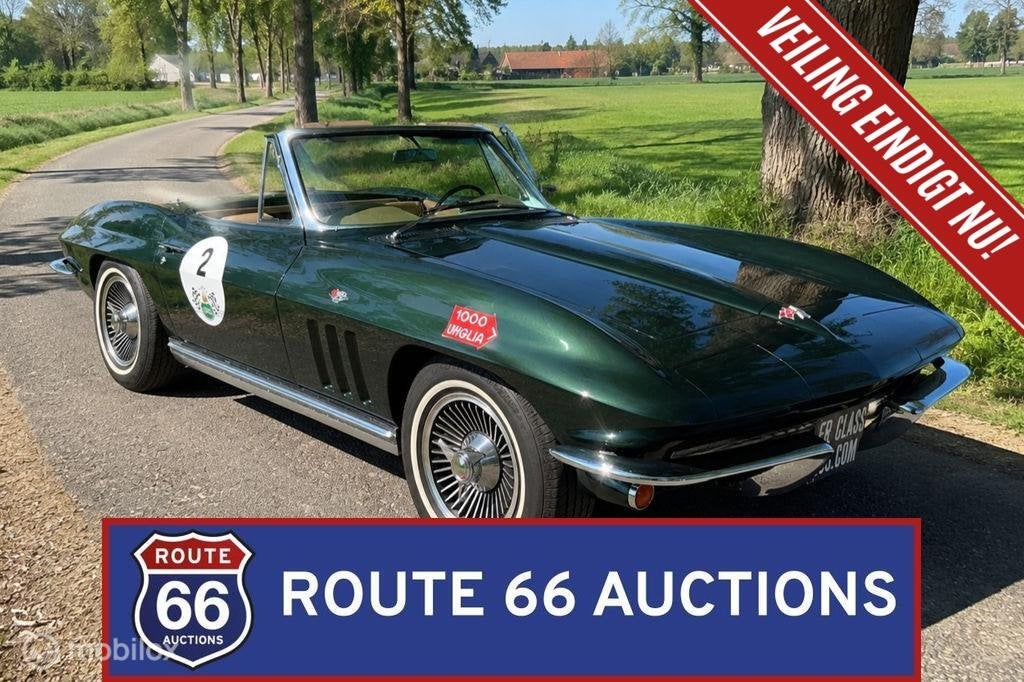 Chevrolet Corvette C2 Stingray Cabriolet | 1965 | Route 66 A, Auto's, Chevrolet, Zwart, Bedrijf, Handgeschakeld