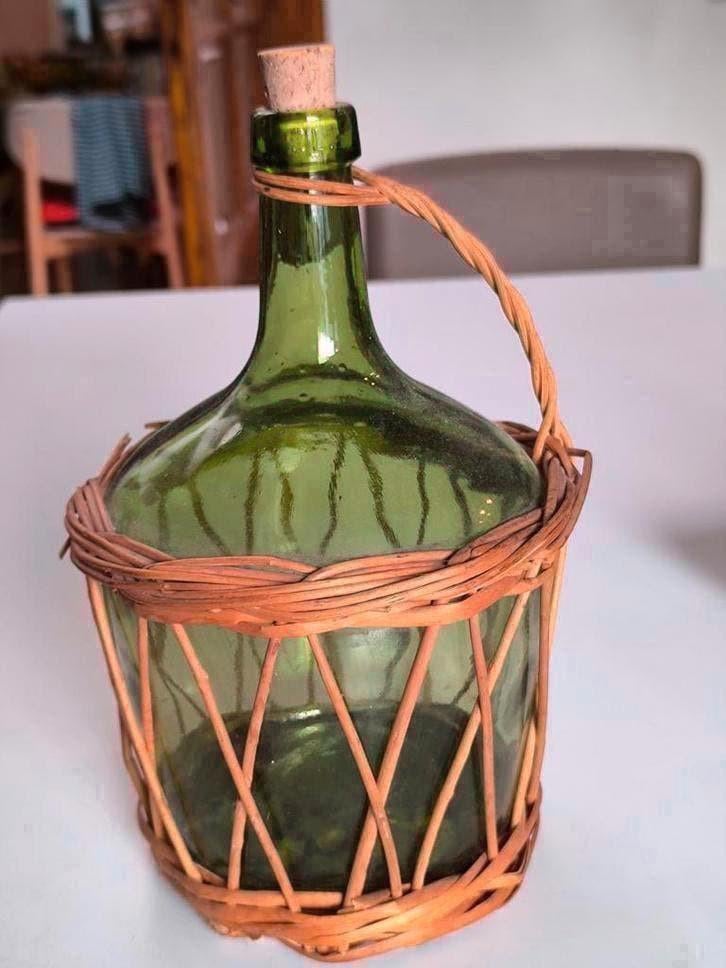 Vintage karaf in rotan, Ophalen of Verzenden