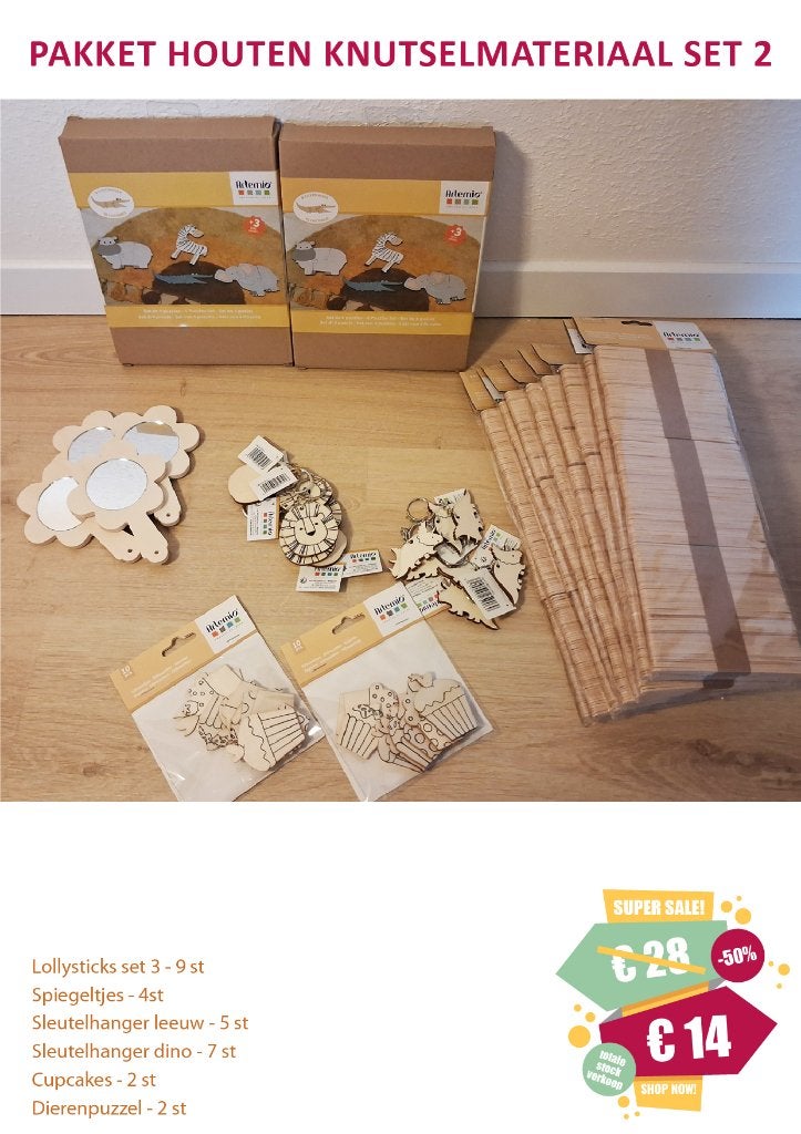 PAKKET HOUTEN KNUTSELMATERIAAL SET 2 _ GROTE STOCKVERKOOP, Hobby en Vrije tijd, Knutselen, Ophalen, Nieuw, Knutselmateriaal