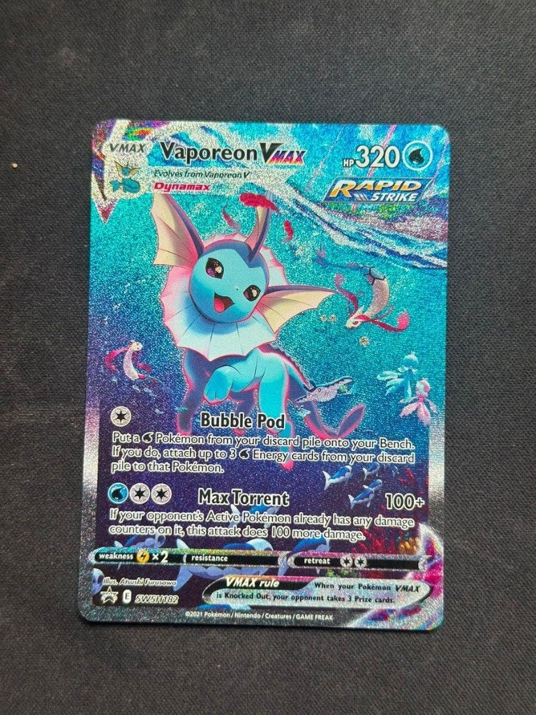 Vaporeon VMAX SWSH182 Promo Pokémonkaart, Enlèvement ou Envoi, Comme neuf