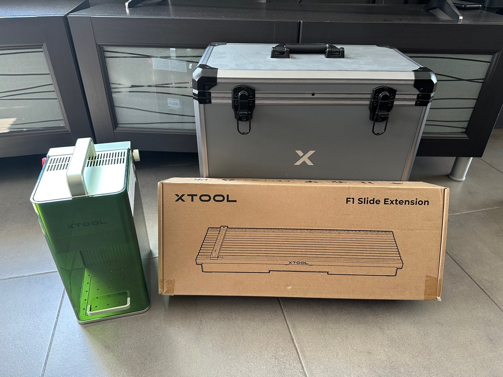 xTool F1 Lite + Rolling Hard Case + Slide Extension, Ophalen, Zo goed als nieuw