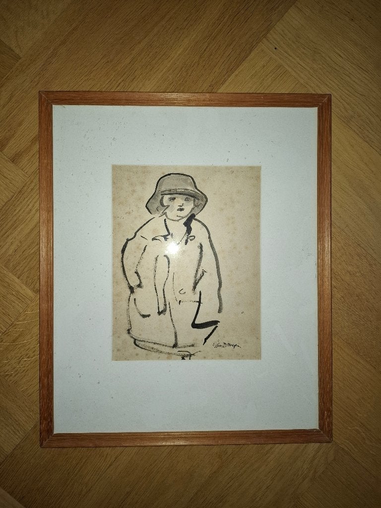 Kees van Dongen  Sepia Aquarel, Ophalen, Gesigneerd, Aquarel