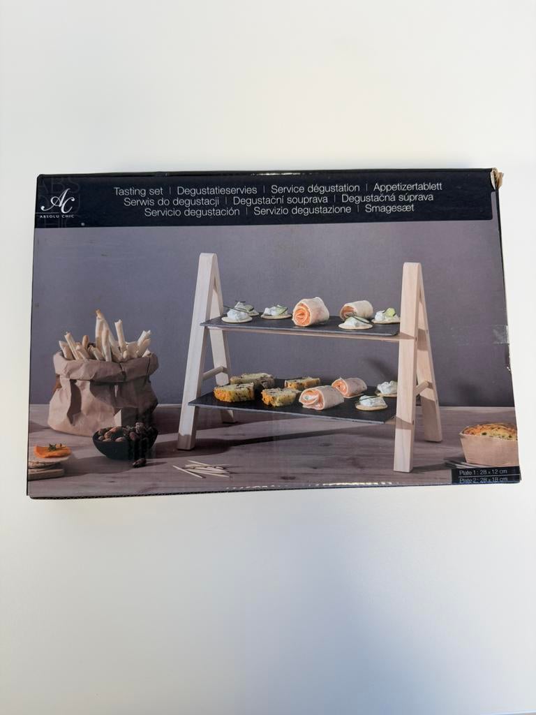 Ensemble de service Absolu Chic en ardoise en bois, Enlèvement ou Envoi, Neuf, Rectangulaire, Bois