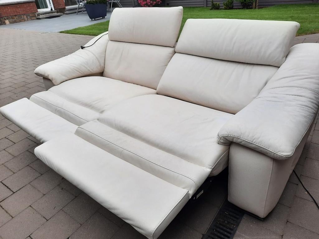 Dubbele relax - leder - beige - Gratis!, Ophalen, Gebruikt