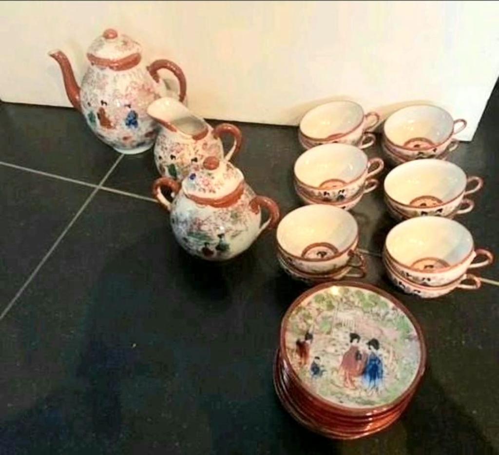 Vintage Japans theeservies in porselein - compleet, Ophalen