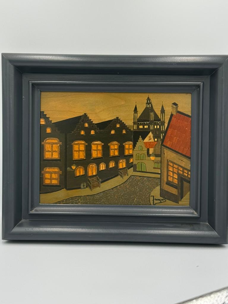 François | houtintarsia paneel Ieper 1913 | gesigneerd, Ophalen of Verzenden