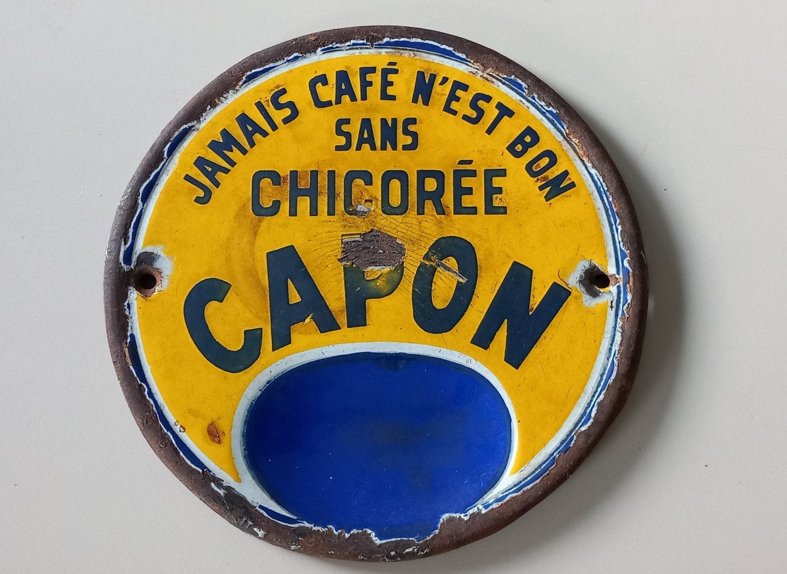 Ancien ramasse-monnaie émaillé Chicorée Capon, Enlèvement ou Envoi