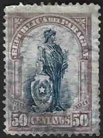 1 Postzegel Paraguay 1911 Onafhankelijkheid, Postzegels en Munten, Postzegels | Amerika, Ophalen of Verzenden, Gestempeld, Zuid-Amerika