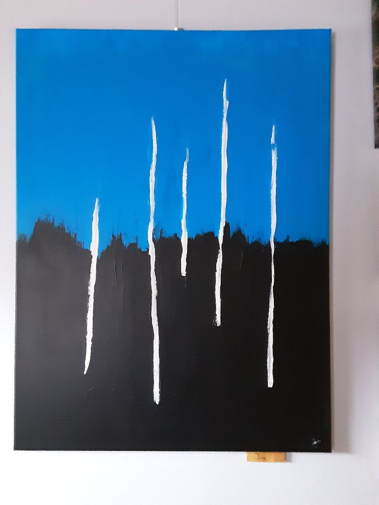 Peinture abstraite intitulée « Fire ». (80x60 cm), Enlèvement