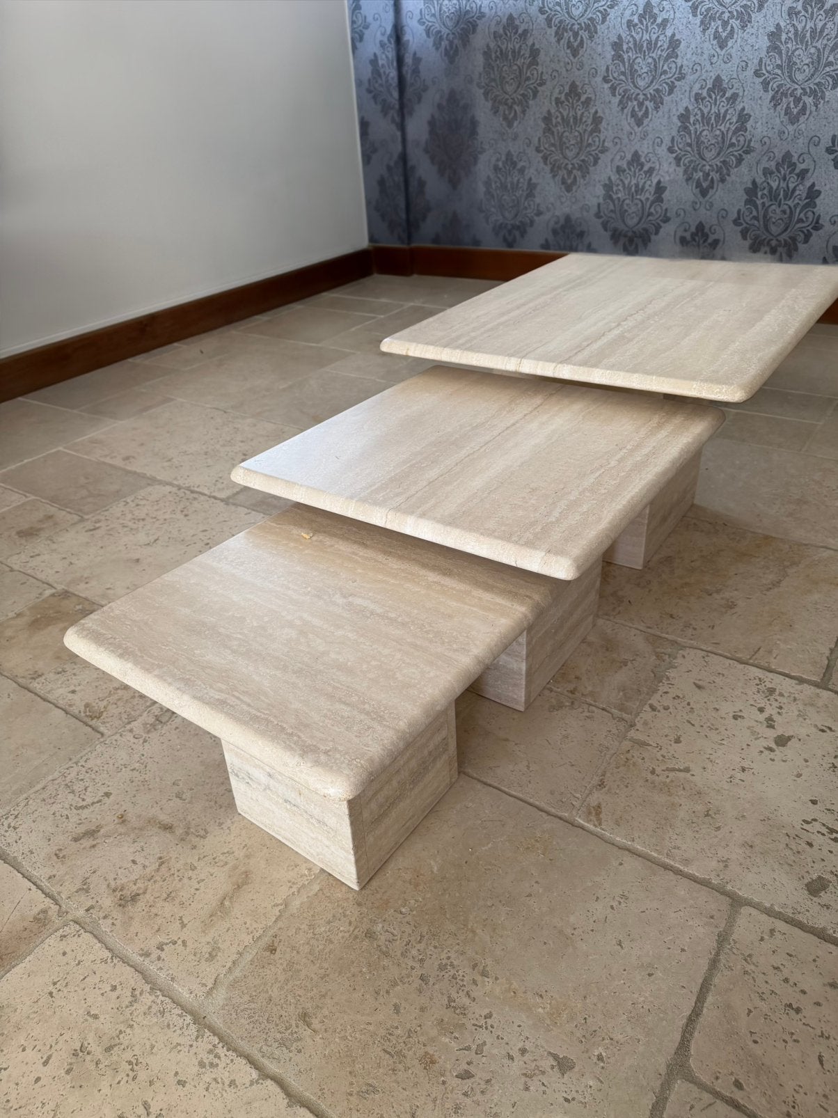 Travertin Salontafels, Ophalen, Overige materialen, 50 tot 100 cm, Vierkant