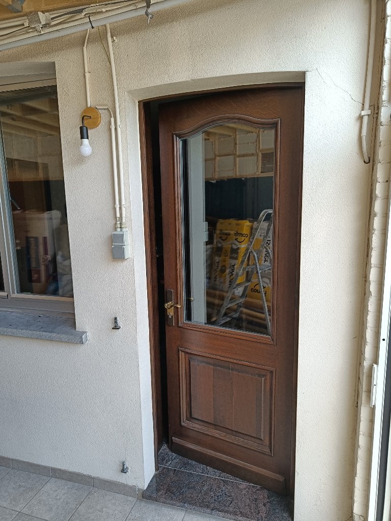 Massief houten buitendeur incl bekisting, Doe-het-zelf en Bouw, Deuren en Vliegenramen, Ophalen, Gebruikt, 80 tot 100 cm, 215 cm of meer