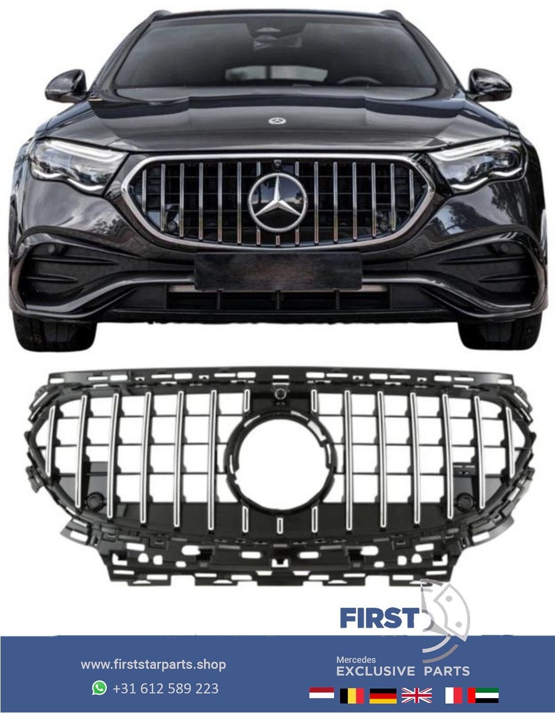 W214 GT GRIL Mercedes E KLASSE PANAMERICANA GRIL ZWART of CH, Gebruikt, -, Ophalen of Verzenden, -