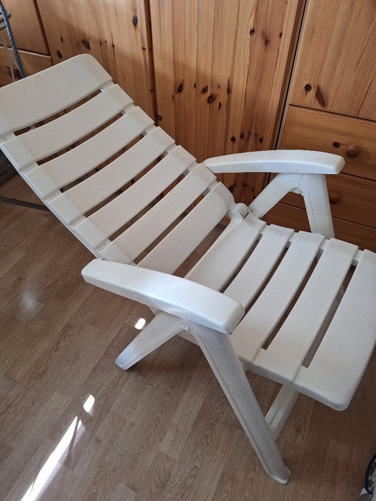 2 sièges de jardin (inclinables) /couleur blanc HARTMANN, Enlèvement, Comme neuf, Synthétique, Pliant