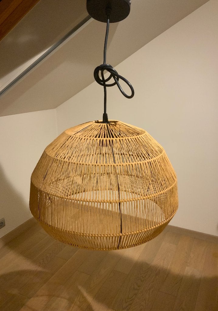 Belle lampe suspendue ronde avec lustre,, Enlèvement, Comme neuf, E27 (grand)